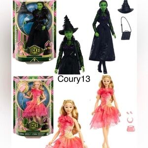 Set Of Two Wicked Elphaba And Glinda Dolls, Mattel Wicked Dolls, Wicked Barbies